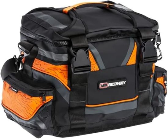 Picture of ARB Orange and Black Updated Large Recovery Equipment Bag, Biggest Size, Fits Three Straps, Pulley, Damper, Gloves and Two Shackles