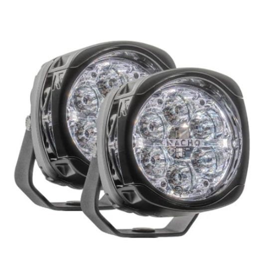 Picture of NACHO Quatro Spot Beam Output - Ideal for Down The Road Visibility - Size 4" - Pair + 40AMP VEHICLE HARNESS W DUAL SWITCH