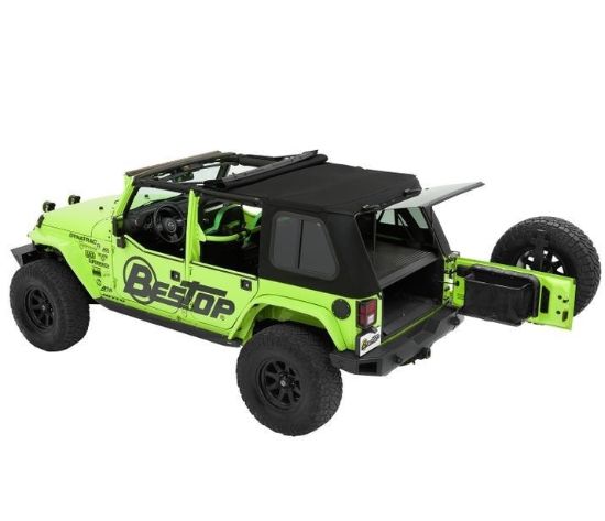 Picture of Jeep Wrangler JK 4DR 07-17 Trektop PRO hybrid Slantback, Soft Top, Black Twill Premium