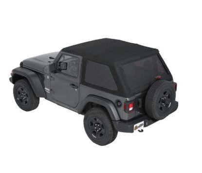 Picture of Jeep Wrangler JL 2DR 18-26 Trektop Slantback, Soft Top, Black Diamond