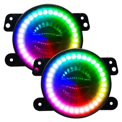 Picture of Jeep Wrangler JL & Gladiator JT 18-24 LED Fog Lights With Halo, Sahara, ColorSHIFT, No Controller