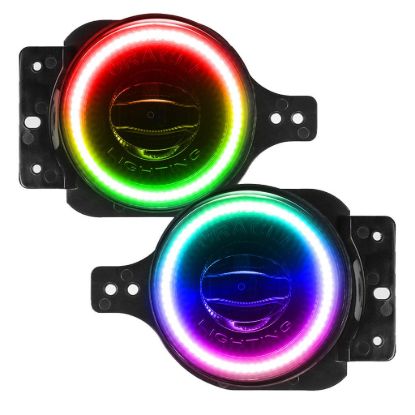 Picture of Jeep Wrangler JL & Gladiator JT 18-24 LED Fog Lights With Halo, Sport, ColorSHIFT, No Controller