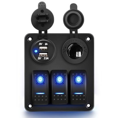 Picture of Marine Grade Switch Panel - 3 x Switches - 2 x USB - 1 x 12V