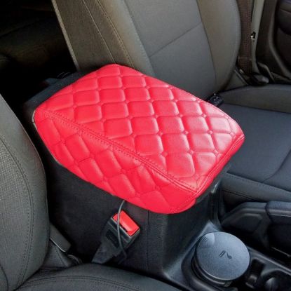Picture of Jeep Wrangler JL 18-19 Center Console Premium Cover Double Diamond Red W/ Red Stitching