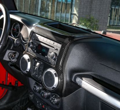 Picture of Jeep Wrangler JK 11-17 Dashboard Central Unit Cover, Carbon Fiber Look