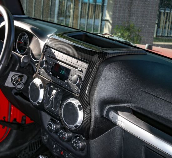 Picture of Jeep Wrangler JK 11-17 Dashboard Central Unit Cover, Carbon Fiber Look