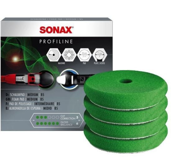 Picture of Sonax Polishing Pad for Dual Action and Rotary - Medium - Green (3 inch - 80mm) - 4pc