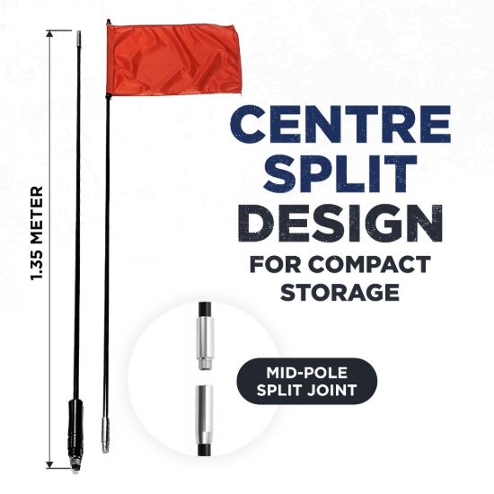 Picture of AOR Off Road 9ft Black Flag Pole, Center Split with Quick Disconnect, Adventure Series